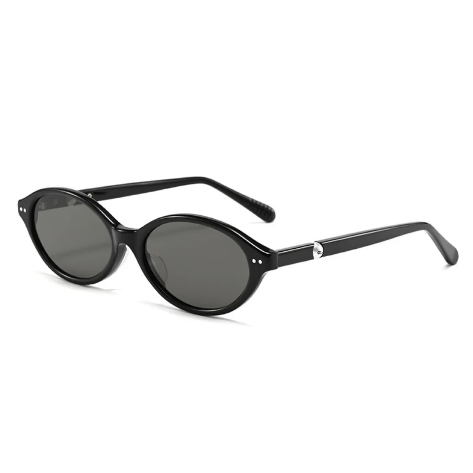 

New Fashion Trend Pearl Decoration Women's Acetate Sunglasses Casual Retro Oval Ultra light Small frame Men's Luxury Sunglasses
