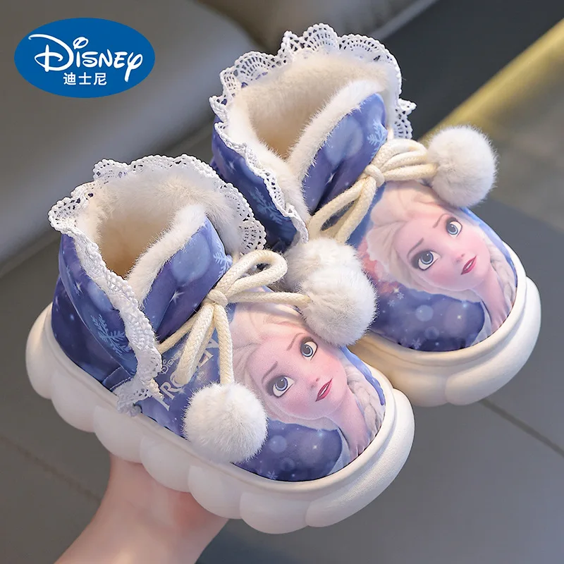 Disney Princess Elsa Winter Children\'s Winter Cotton Slippers Girls\' Warm Frozen Velvet Frozen Fate Girls\' Cartoon Baby Shoes