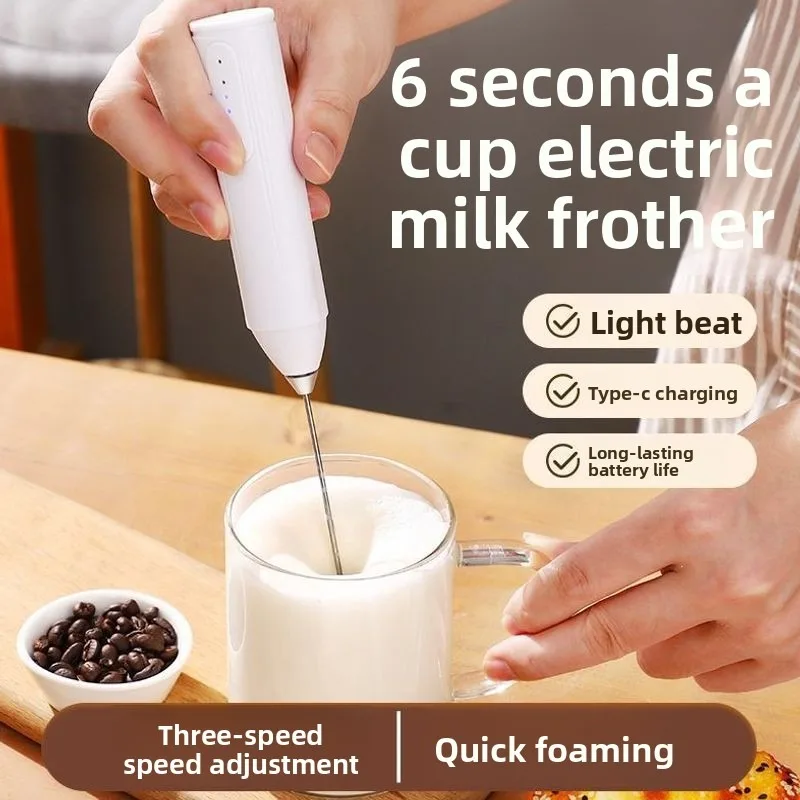 Milk Frother Wand Coffee Frother Handheld Foam Maker For Latte Rechargeable Electric Milk Frother Handheld Drink Mixer Gift