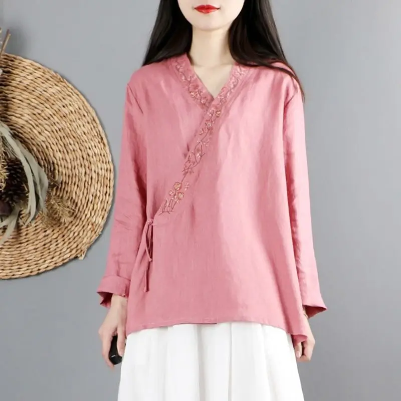 2023 New Women\'s Clothing Crew Neck Long Sleeve Classic Lolita Spring Autumn Solid Color Button Printed Loose Shirt