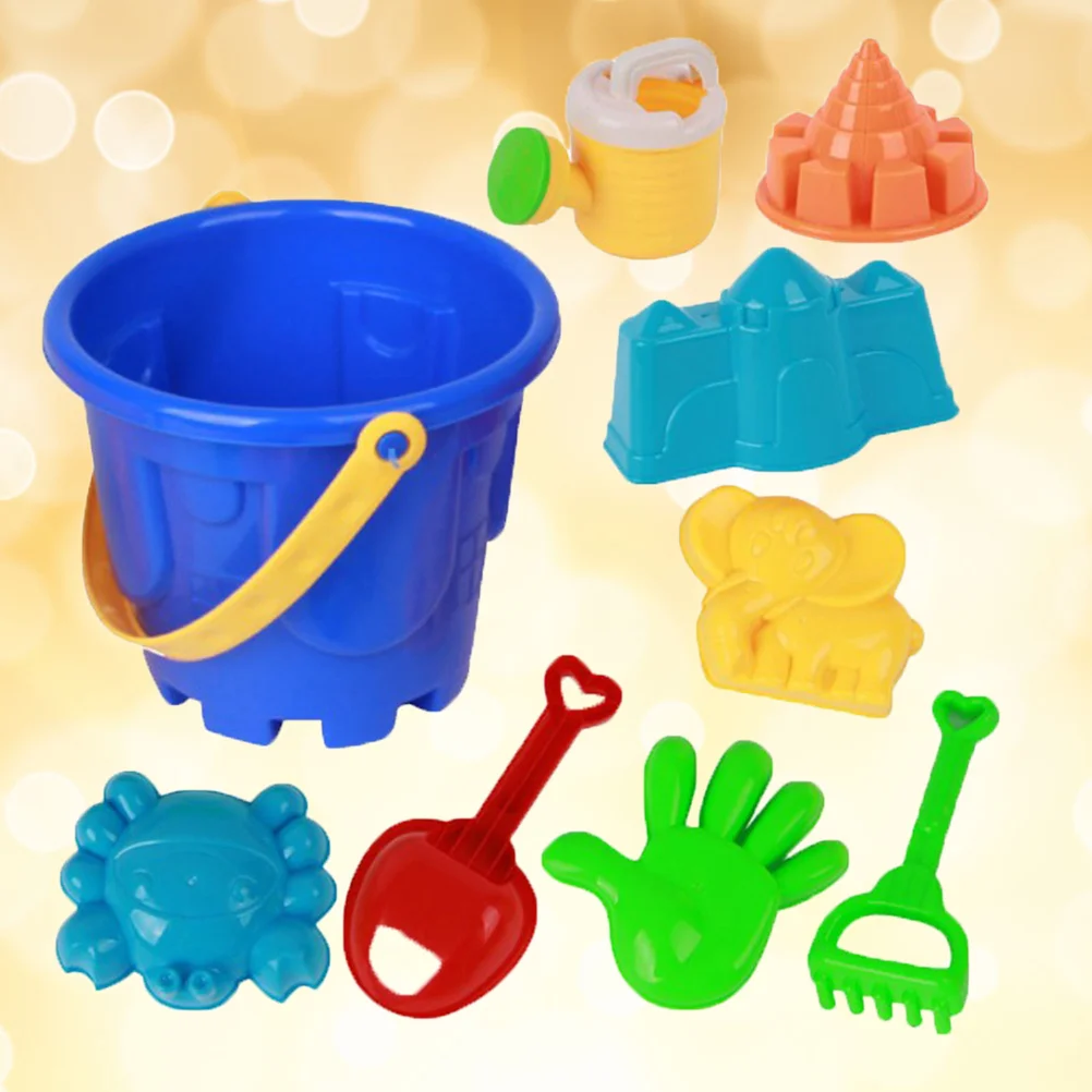 9 Pcs Beach Toys Childern Kids Sand Large Bucket Tools Cartoon Molds for Children