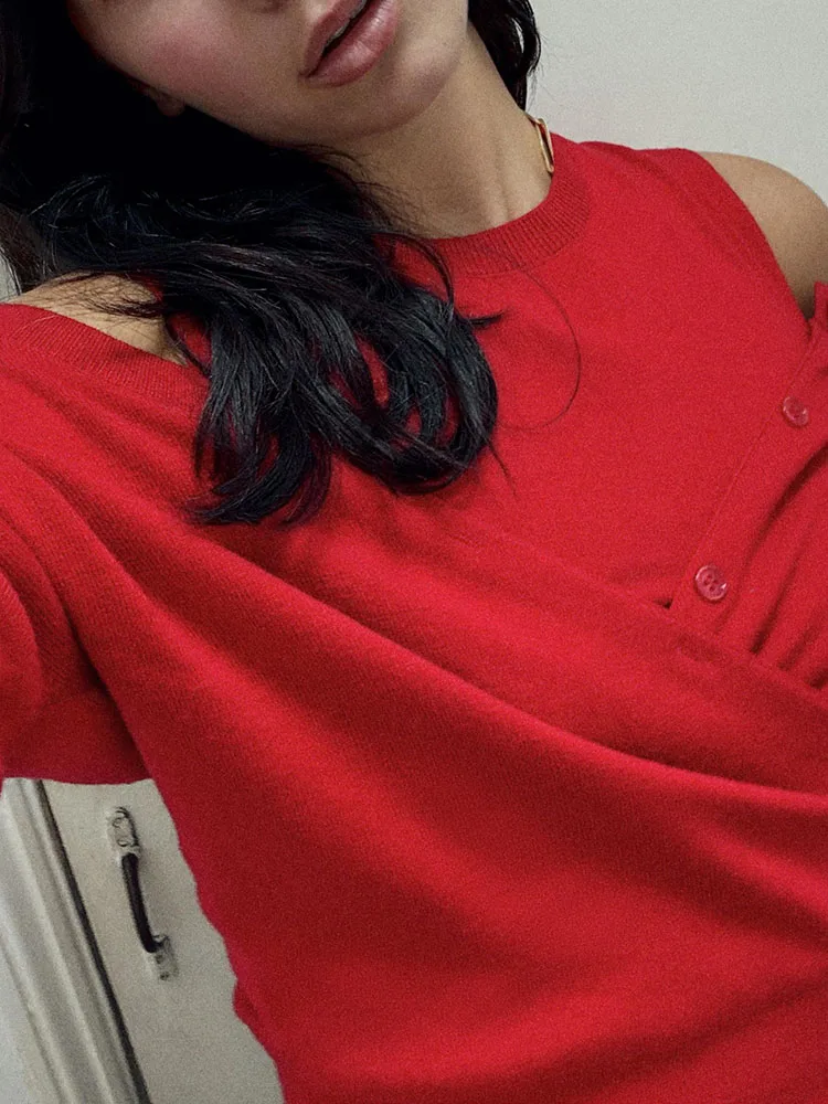 ملابس تريكو نسائية شتوية جديدة موديل 2025 ذات طبقة مزدوجة منسوجة من Jaet ملابس تريكو بسيطة ومتعددة الاستخدامات #2