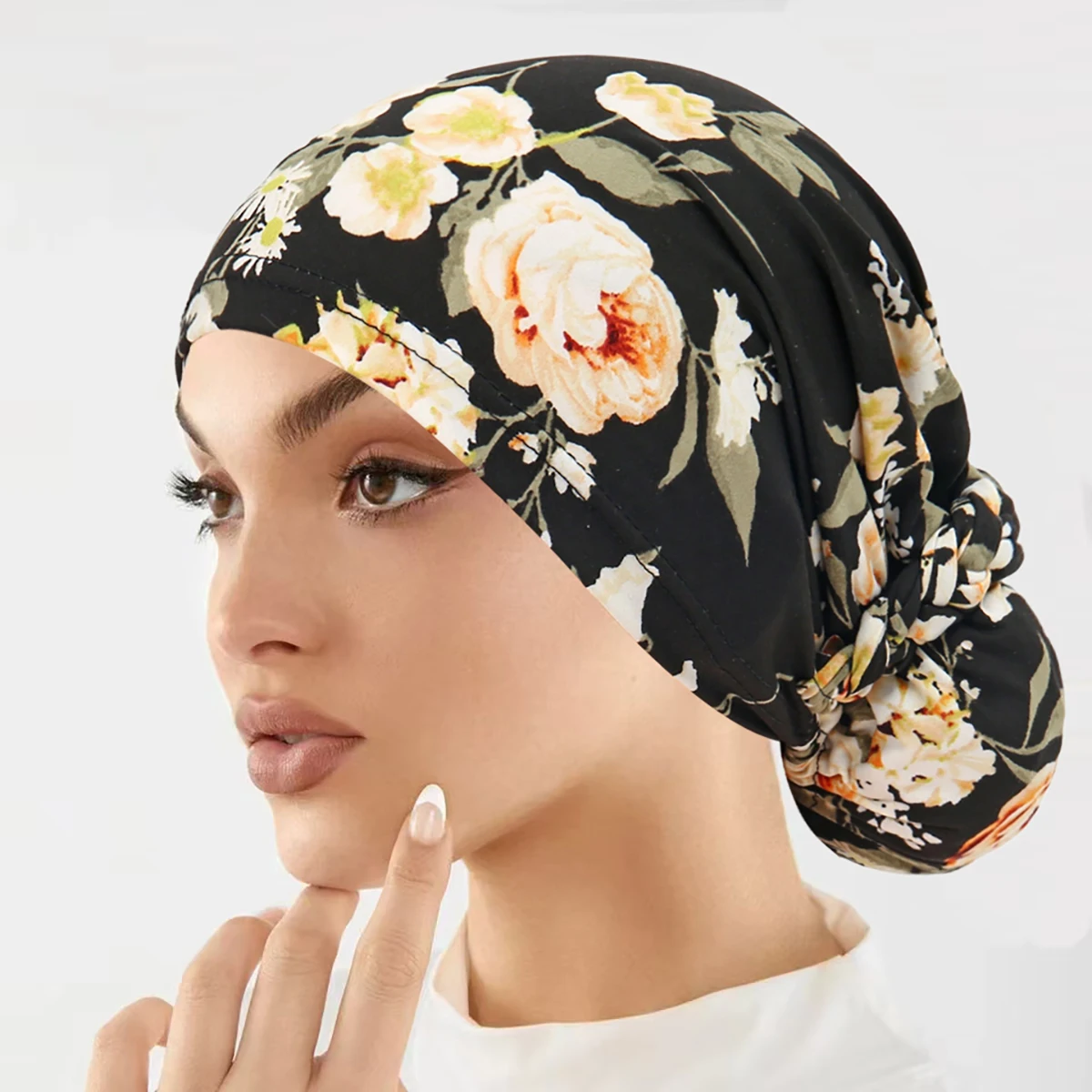 Nieuwe Moslim Hijaabs Spiraal Turbine Hoofddoek Gedrukt Tulband Motorkap Indiase Hoofddeksels Zacht Ademend Hijab Cap Accessoires voor Vrouwen