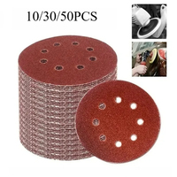 10/30/50PCS 8 Hole 125mm Sandpaper Woodworking Metal Grinding Disc Abrasive Polishing Tool 60 80 220 320 Grit Sanding Discs