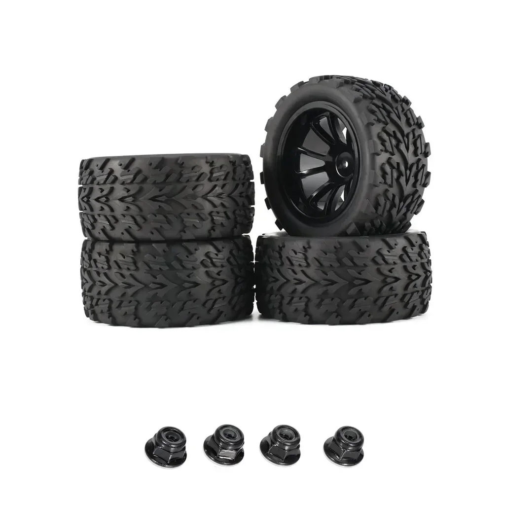 4pcs 1/10 Off-Road Car Truck Tires 55*115MM Plastic Wheel Rim Rubber Tyre for HSP HPI 94108 94111 94188