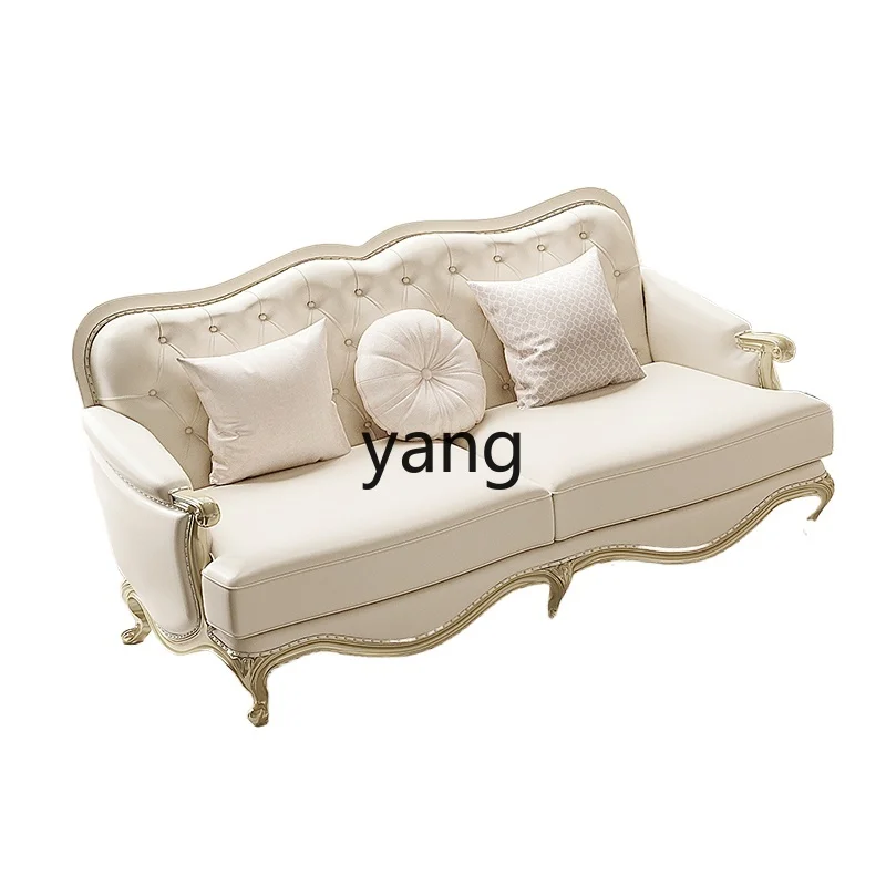 Yjq Light Luxury Solid Wood Top Layer Leather Sofa Modern Living Room Combination Corner Leather Sofa