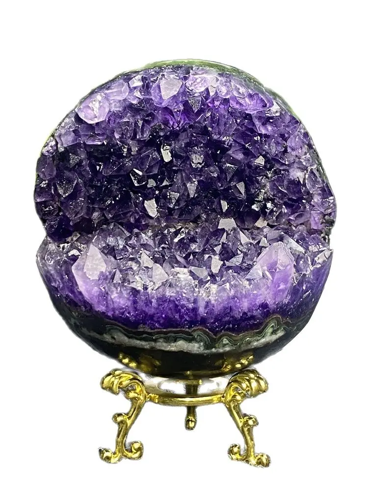 Natural Amethyst Geode Quartz Smile Energy Crystal Ball Reiki Ore Specimens Lucky Fortune Home Decor Holiday Gift Witchcra