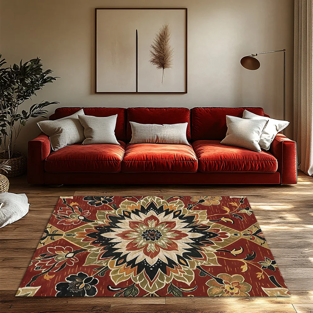 سجادة منطقة الأزهار سجادة فارسية عتيقة ديكور منزلي بوهيمي لغرفة المعيشة وغرفة النوم سجادة أرضية قابلة للغسل وغير قابلة للانزلاق فن تجريدي حديث #6