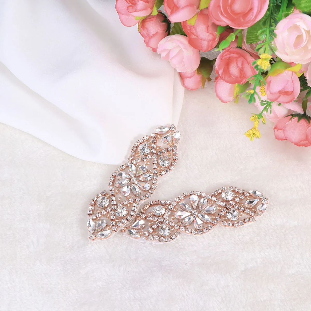 

2 PC Rhinestone Decal Waist Seal Women Girdle Wedding Sash Belt Crystal Applique Beaded Decor Bride Rhinestones