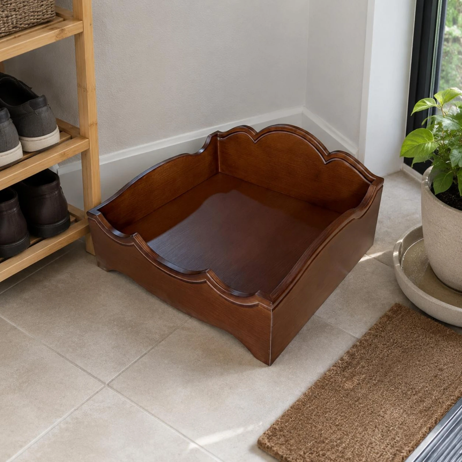 Cama impermeable de madera maciza para gatos y perros con cojín - imagen 5