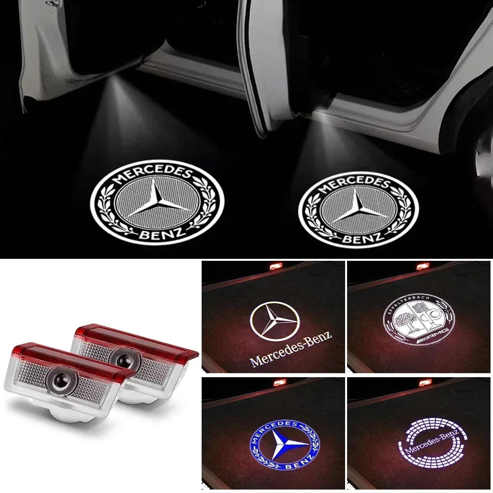 2/4PCS automotive LED welcome light laser projector Mercedes-Benz A/B/C/GL/GLC/E E200l E300L E450L W212 2009-2016 attachment