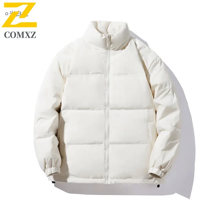 COMXZ Classic Stand Collar Men Down Jacket Casual Hiking Travel Cold Resistant Parka Daily Style Thickened Warm Winter Down Coat