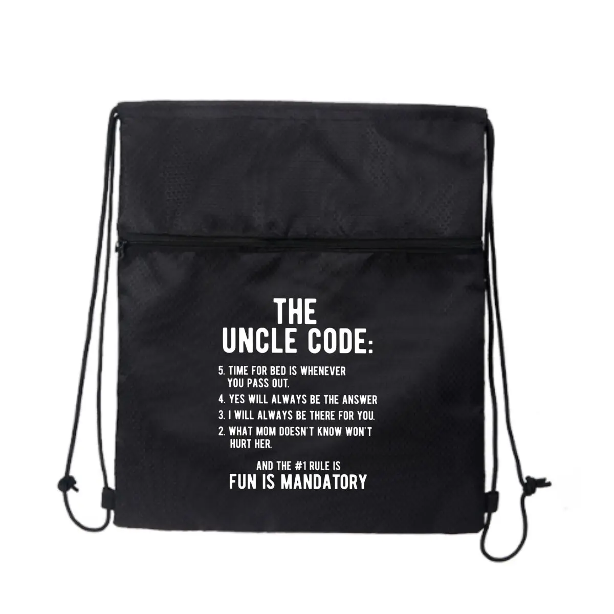 

Рюкзак на шнурке с текстом The Uncle Code Fun Rules — легкий, стильный и просторный — идеально подходит для повседневного использования