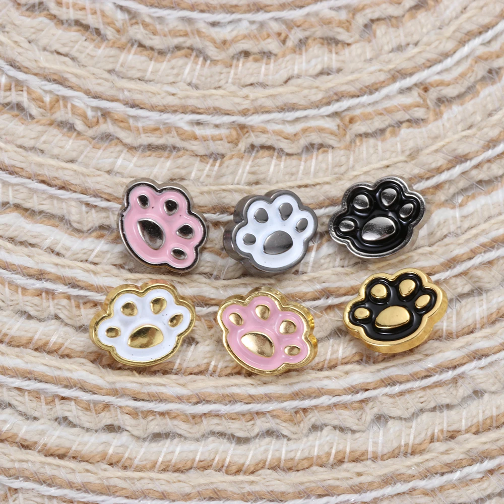 Dollhoues decorazione in miniatura Cat Paw Pattern Craft Mini bottoni fibbie in metallo vestiti per bambole fai da te abbigliamento fibbia per cucire