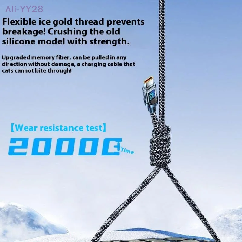 {MX} كابل شحن سريع للغاية بقدرة 120 وات من النوع C إلى النوع C مع شاشة LED وسلك بيانات USB إلى النوع C للهاتف المحمول