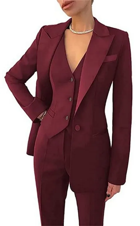 Black 3 Pcs Women Suits Fashion Blazer Set Wedding Tuxedos Party Wear Business Causal Pantsuits Formal Women Suits Office Sets