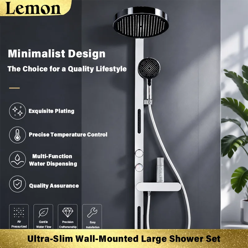 Waterfall Rain Shower Head, Waist Spray, Massage Shower Head Set with Multi-Function Large-Screen Shower Faucet and Shower Head