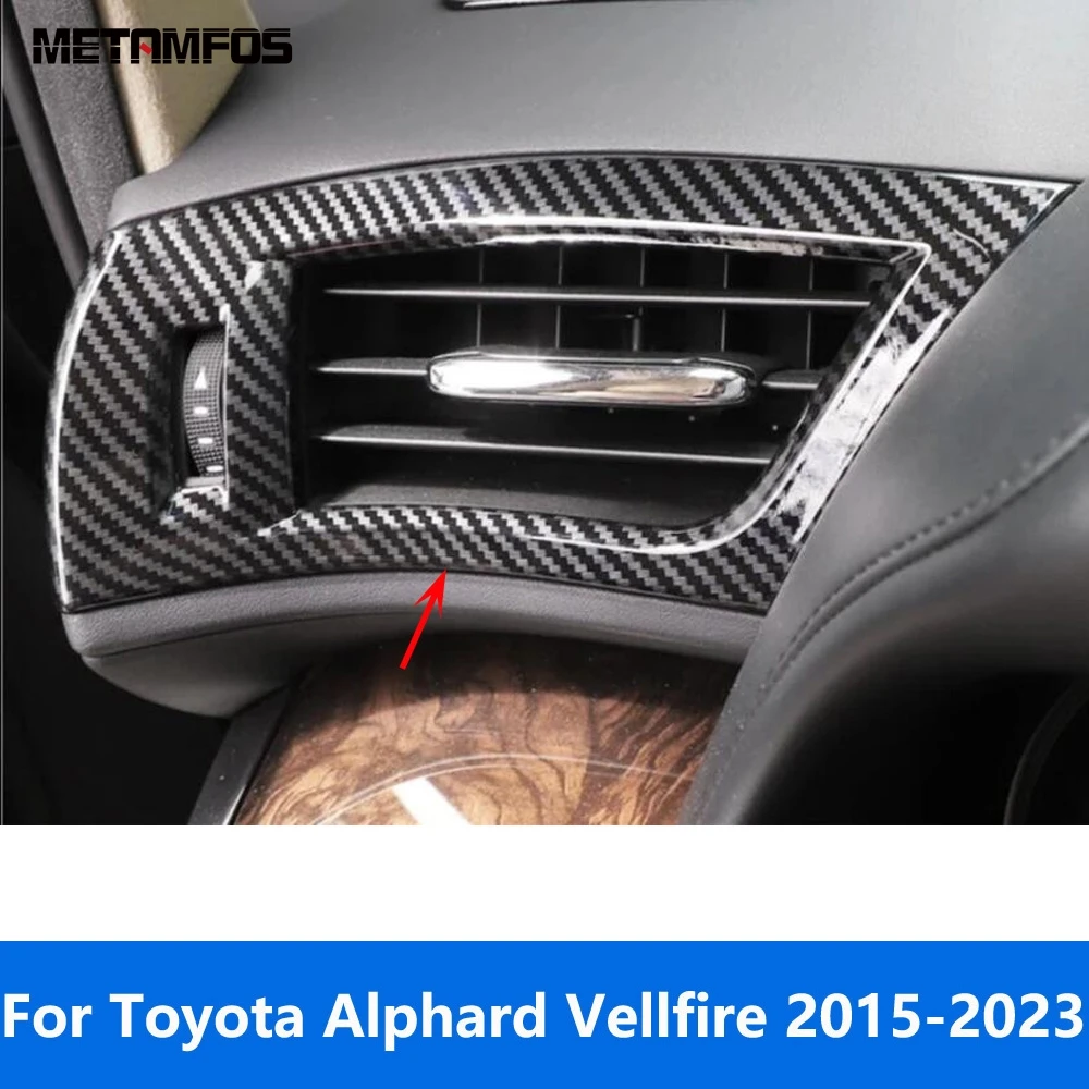 For Toyota Alphard Vellfire 2015-2021 2022 2023 Carbon Fiber Front Air Condition AC Vent Outlet Cover Trim Interior Accessories