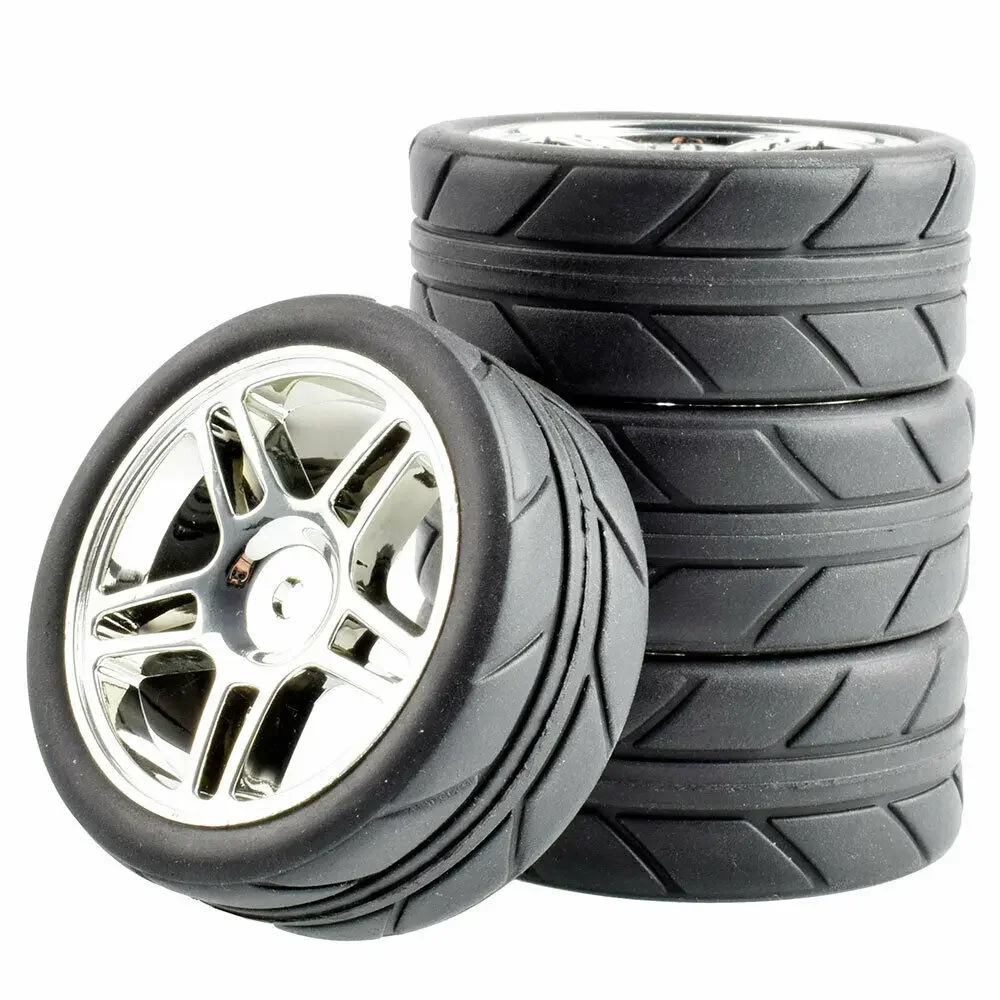 

RC 905-6087 Rubber Tires & Plastic Wheel 4Pcs For HSP HPI 1:10 On-Road Car