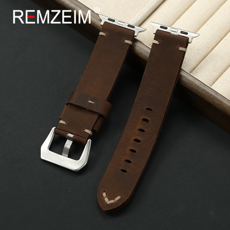 

Men's Vintage Leather Smartwatch Strap for Apple Watch Band 38mm 40mm 41mm 42mm 44mm 45mm 46mm 49mm for Iwatch 1-10 SE Ultra 2