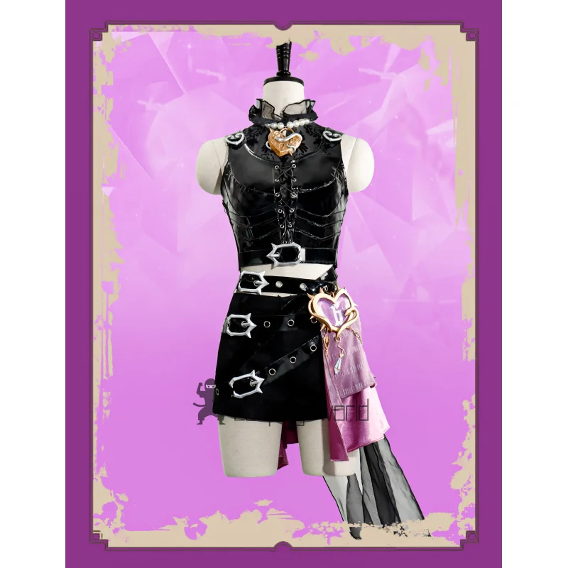 

Game Identity V Cosplay Mechanic Lock Core Anime Costume Tracy Reznik Suit Sexy leather Top Dress Women Halloween Party Set