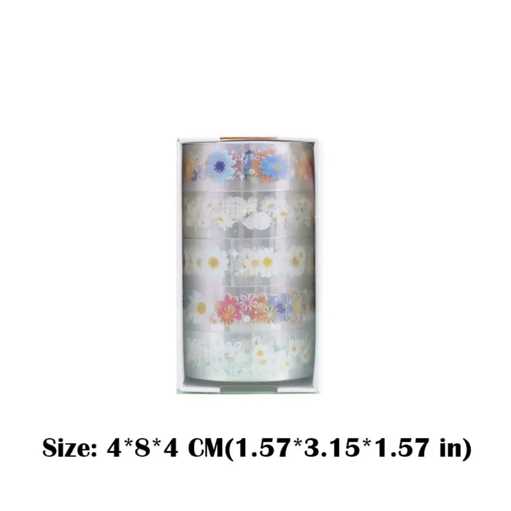 5 Rolls New Daisy Pattern Decorative Tape Cute Kawaii Masking Sticker Self-Adhesive Waterproof Stationery