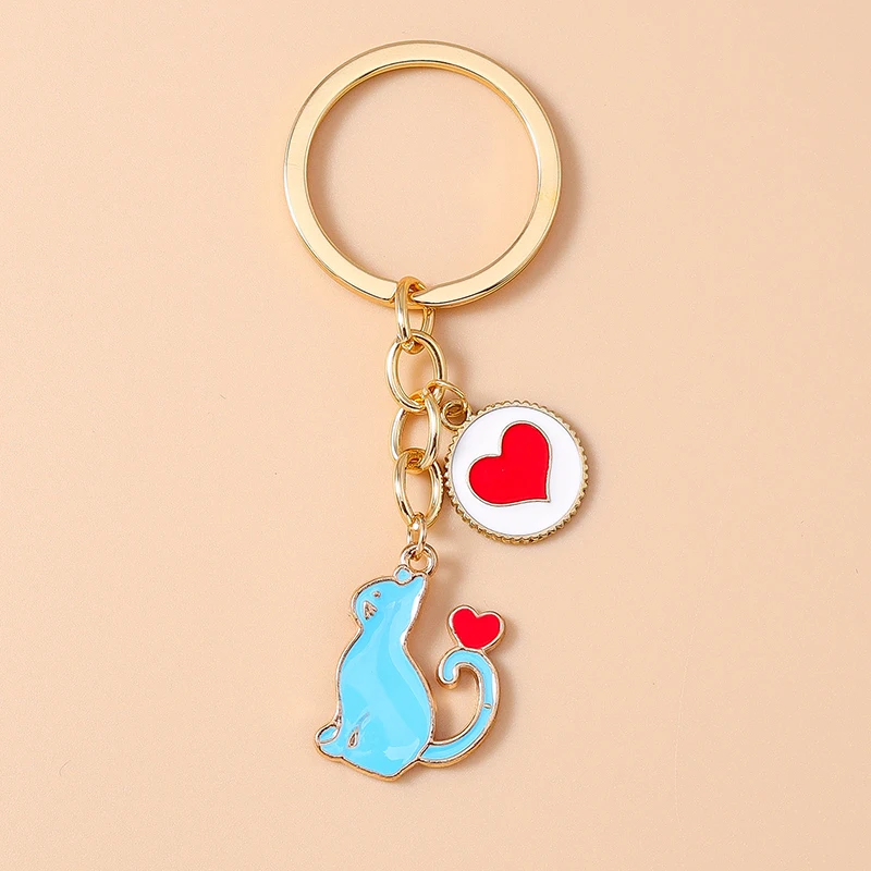 Niedlicher Emaille-Katzen-Schlüsselanhänger, Cartoon-Tier-Schlüsselanhänger, Anhänger für Frauen und Mädchen, Handtasche, Dekor, DIY, handgefertigter Schmuck, Geschenkzubehör – Detail 15