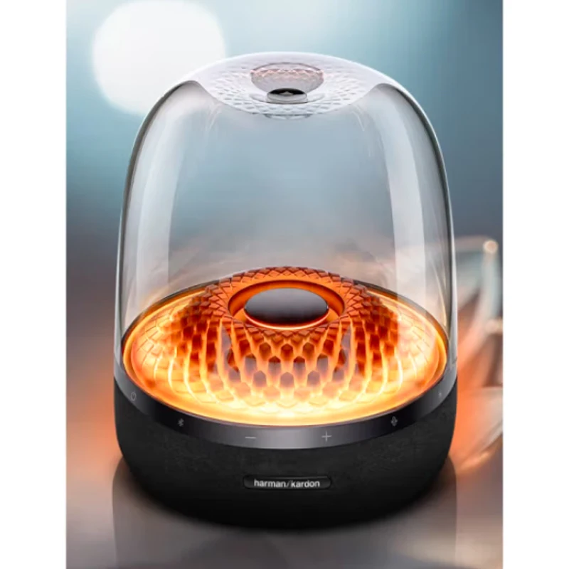 Aura Studio 4 360 surround sound diamond shaped ambient lighting effect desktop Bluetooth speaker subwoofer