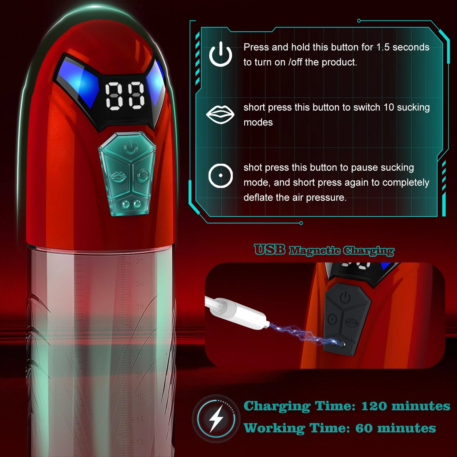 Electric Penis Pump for Men Automatic Male Masturbator 10 Suction Modes Vacuum Trainer Waterproof Quiet USB Rechargeable