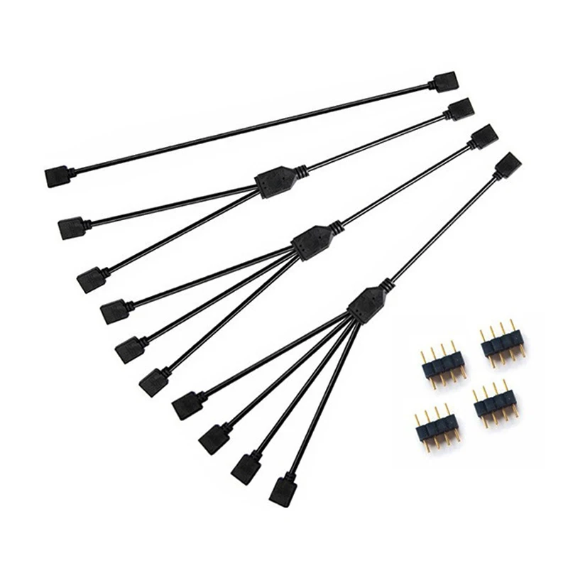 5V 3 Pin Extension Cable Adapter  1 to 1 2 3 4 12v 4pin RGB Splitter Cable for MSI A SUS ASRock AURA LED