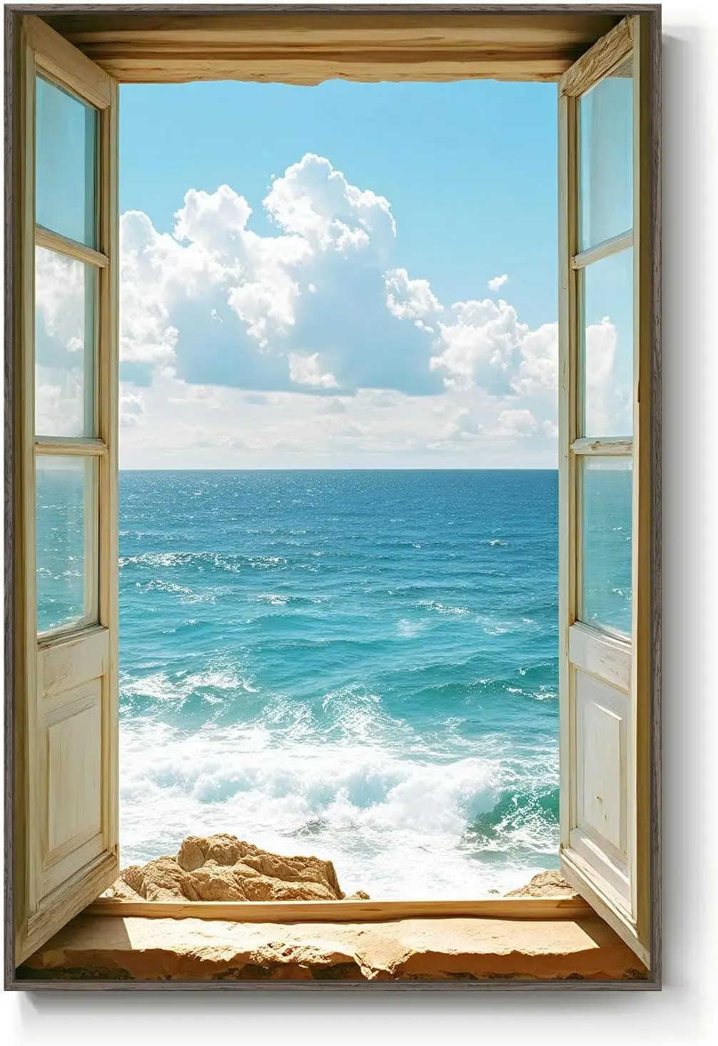 

Настенное искусство с изображением пляжа в рамке, вертикальные принты на холсте с синим океаном и прибрежным пейзажем, летние морские пейзажи с волнами для гостиной