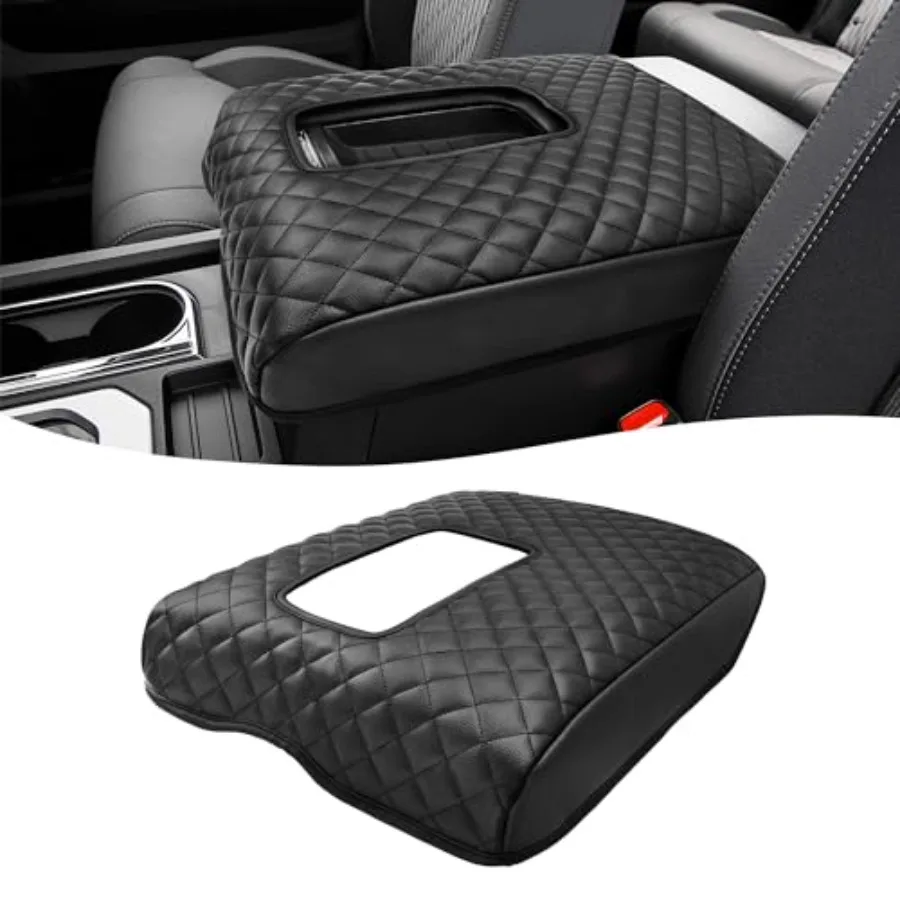 

Center Console Armrest Cover for, Vinyl Leather Trim, Arm Rest Cushion Pad, Anti-Scratch