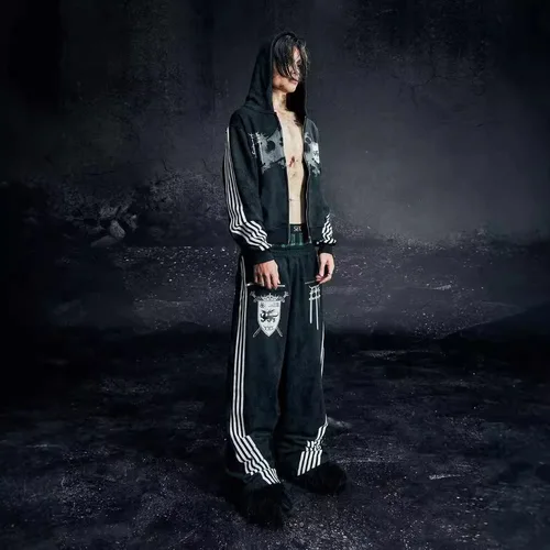 Imagen 2 del producto Suéter holgado gótico de talla grande de gama alta, pantalones, traje europeo americano Y2K, tendencia de otoño e invierno, venta al por mayor de nicho Ins