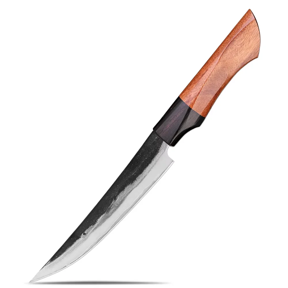 

Japanese Kitchen Utility Knife Triple-layer Composite Steel 9Cr18 Core Sharp Cooking Knife Hand Forged Paring Knife Wood Handle