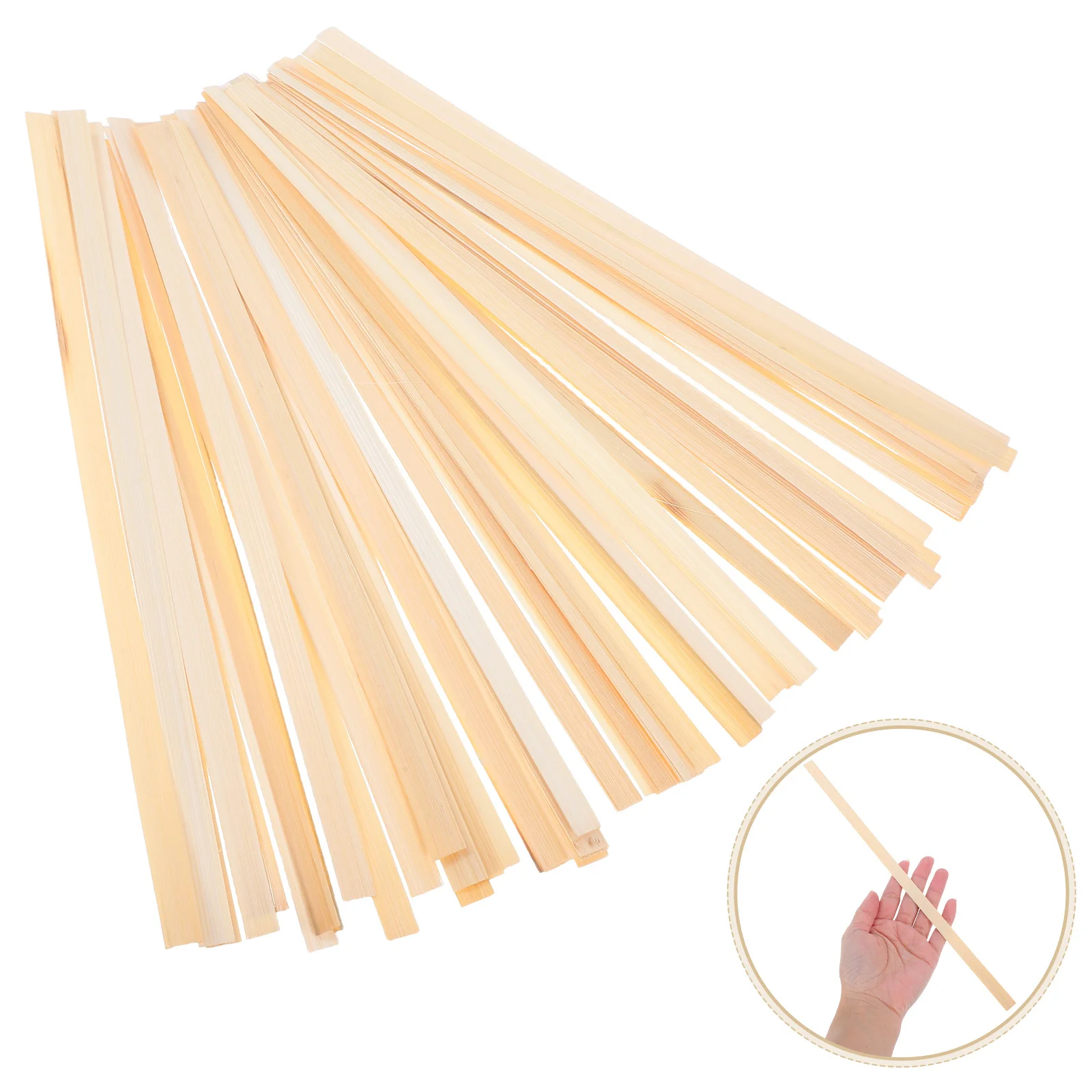 

50 PCS Basket Weaving Supplies Bamboo Thin Wood Strips for Material Woven Fan
