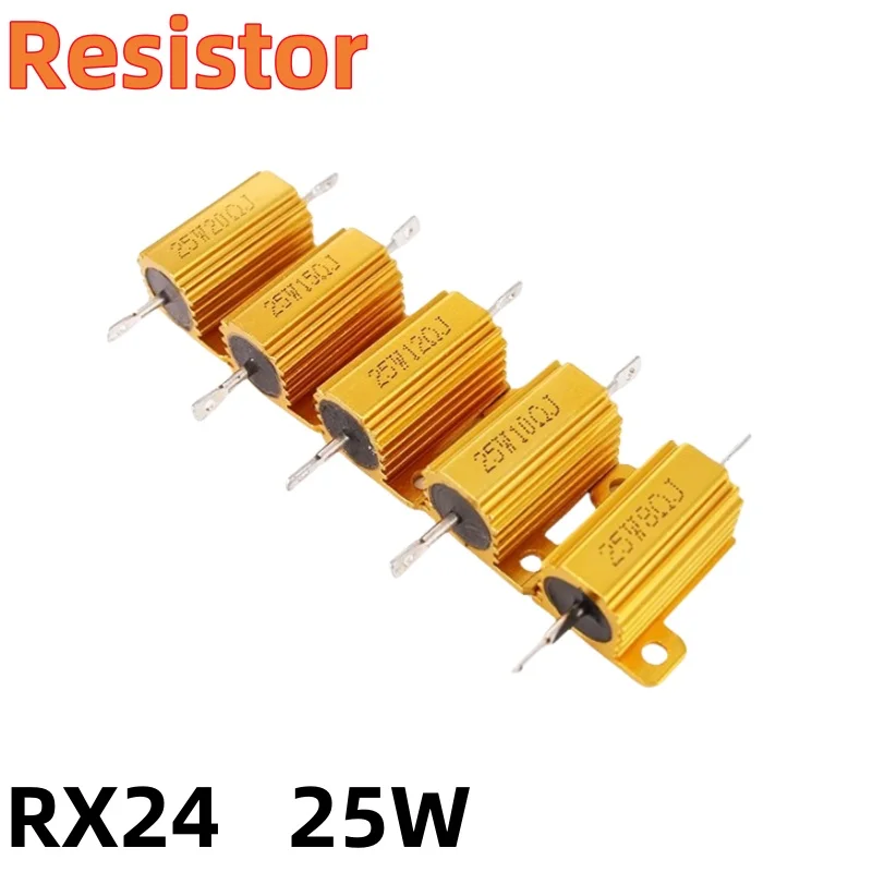 RX24 25W Aluminum power metal shell wire wound resistor  0,1 0,15 0,18 0,22 0,25 0,27 0,33 0,39 ohms 68K 39K 51K 120K180K 200K