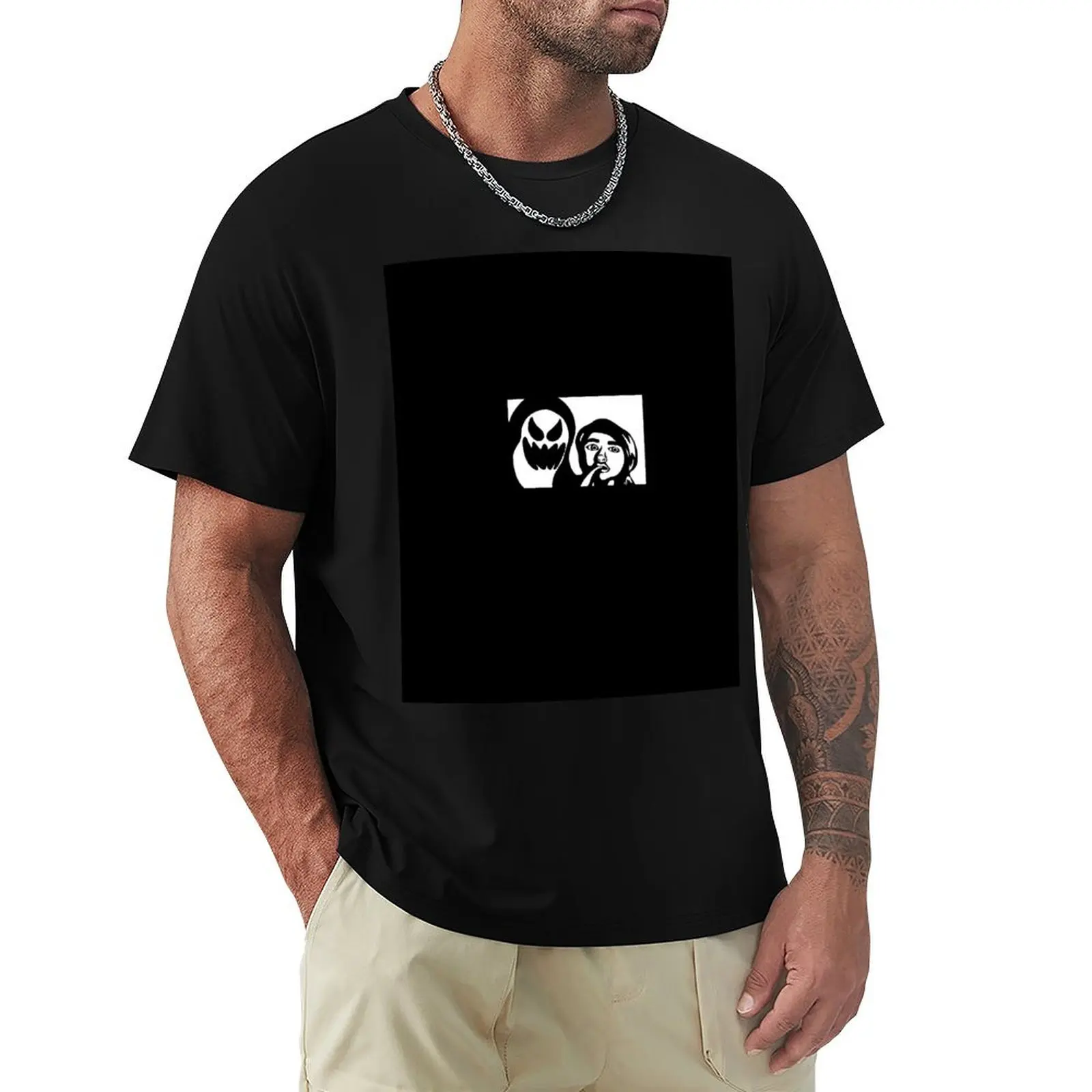 

Ghost Girl Digital Illustration Black And White T-Shirt Abstract Pattern Print Top