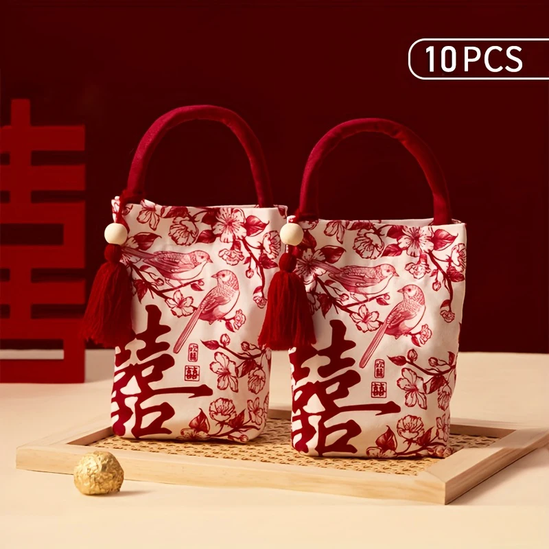 

Flower Festive Sugar Bag Butterfly Orchid Flower Pendant Storage Bags Canvas Knot Wrist Bags Korean Style Jewelry Packing Bag