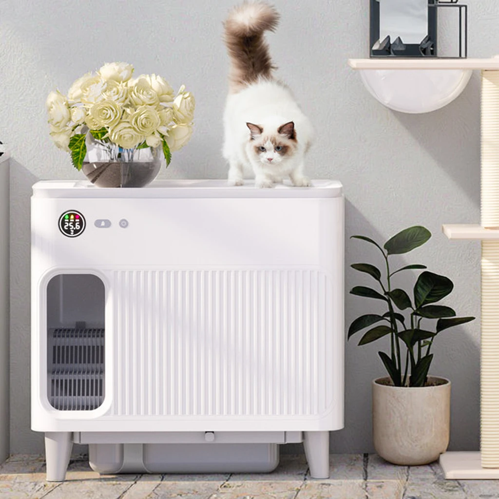 

Автоматический ящик для кошачьего туалета с управлением через приложение, без запаха, Wi-Fi, самоочищающийся ящик для туалета для домашних животных, ящик для туалета большой емкости