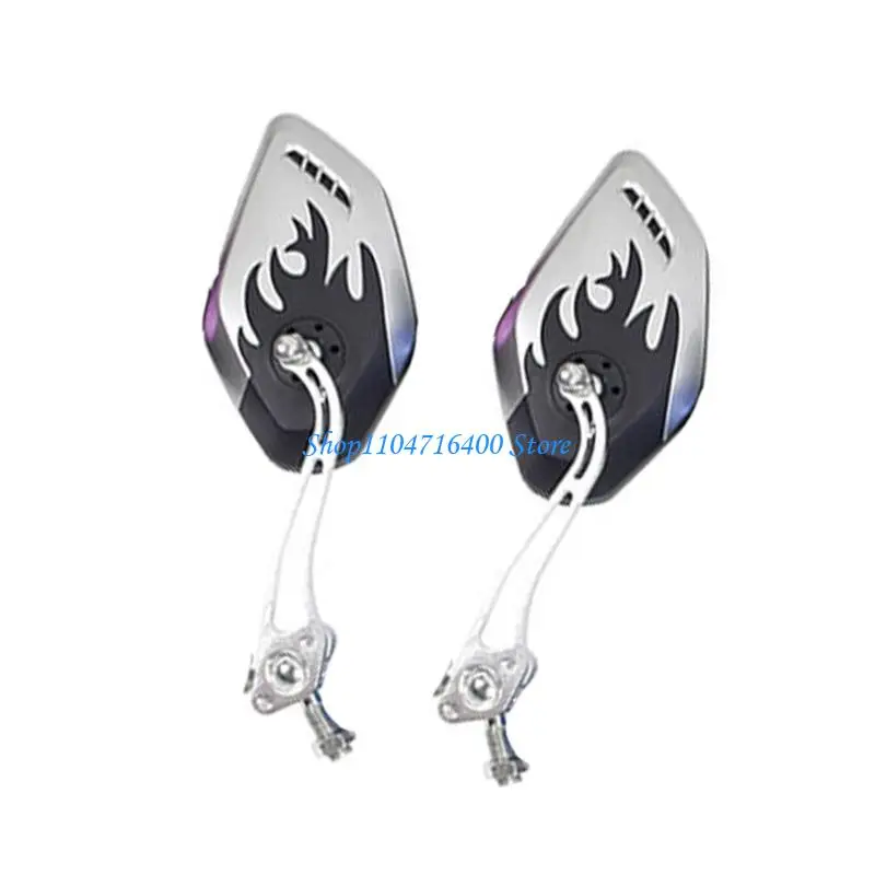 

y1gd Universal Aluminum Motorcycle Handlebar Rear View Mirrors Flame Mirrors
