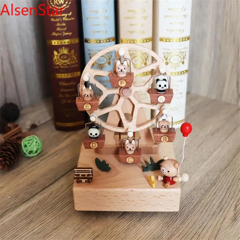 

Cat Pastoral Music Box Ornament Creative Wooden Windmill Ferris Wheel Music Boxes Birthday Christmas Gift Home Decoration