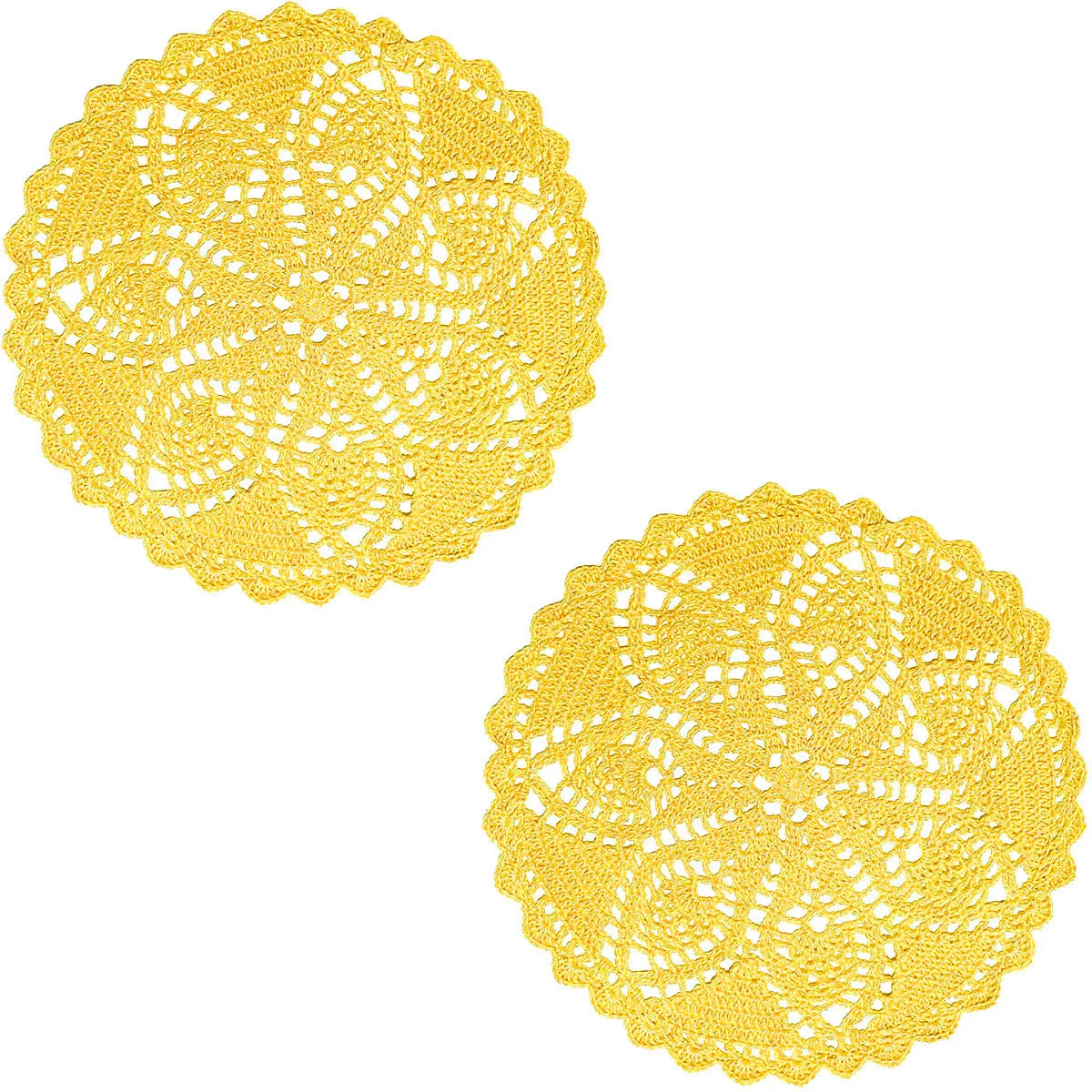 BomHCS    2PCS Handmade Crochet Placemats Round  flower Lace Table Doilies Cup Mats