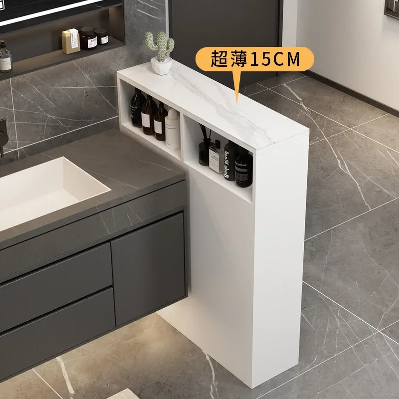 Very narrow entrance partition cabinet, bathroom dry and wet separation half wall storage cabinet, ultra-thin 15cm bathroom side