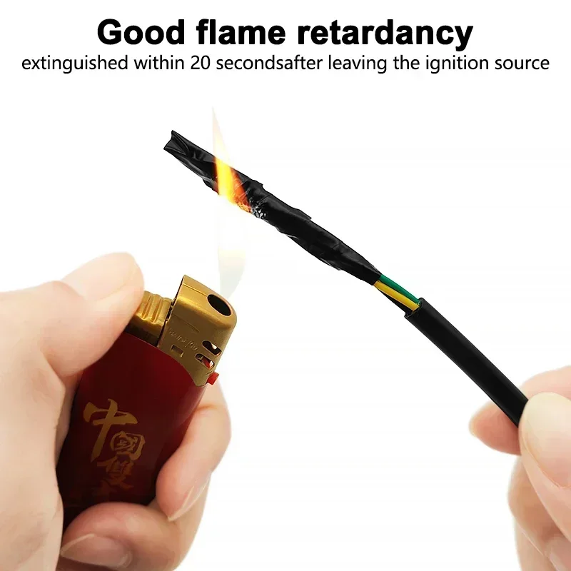 Black Flame Retardant Electrical Insulation Tape High Voltage Electrician Cable PVC Waterproof Self-adhesive Tape Width19/25mm