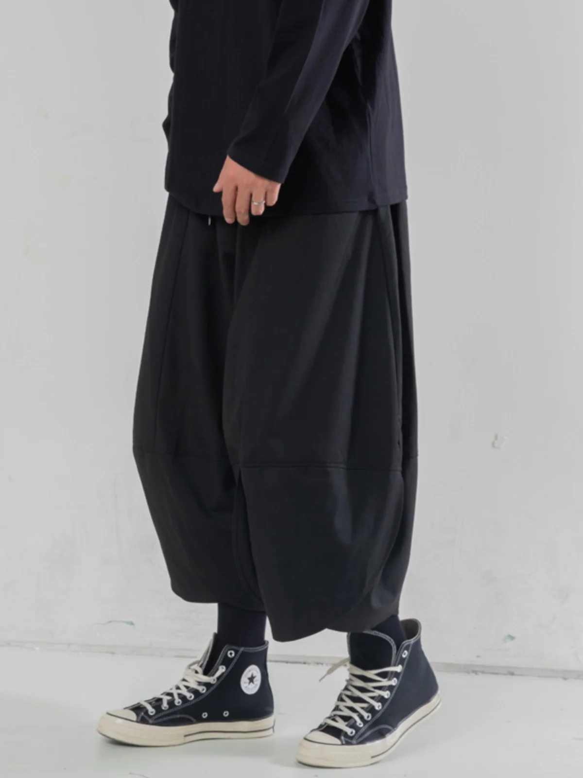 Pleated Wide-Leg Pants Summer Youjie Men's and Women's Yoga Yamamoto Style Cropped Dark Casual