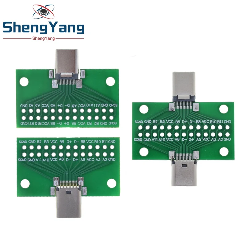 TZT Type-C Male to Female USB 3.1 Test PCB Board Adapter Type C 24P 2.54mm Connector Socket For Data Line Wire Cable Transfer image 5