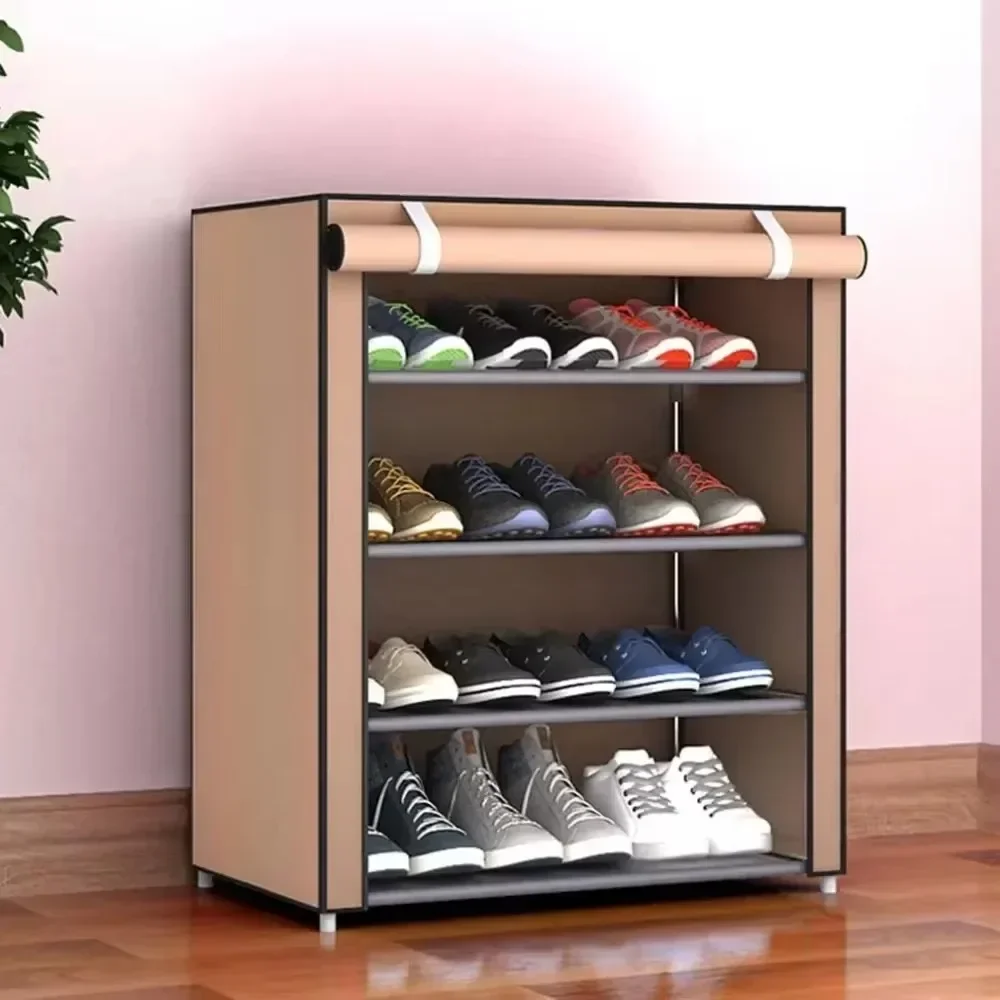 Dustproof Shoes Organizer Rack Multilayer Assembled Shoe Cabinet Floor Standing Storage Shelves Doorway Closet Sneakers Shelf