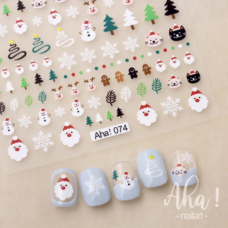 3D Christmas Nail Sticker Decal Winter Snowflake Snowman Elk Penguin Santa Claus Slider Xmas DIY New Year Manicure Decoration