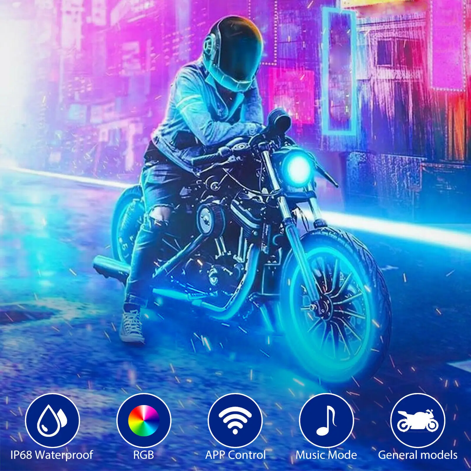 16PC APP IR RF telecomandi Wireless Neon Ground Atmosphere moto LED Light Strips per Harley Davidson Honda Kawasaki