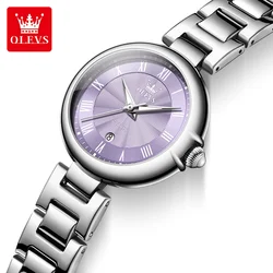 OLEVS Elegant Fashion Women's Watches Luxury Brand Quartz Watch for Ladies Waterproof Stainless Steel Luminous Date Wristwatch